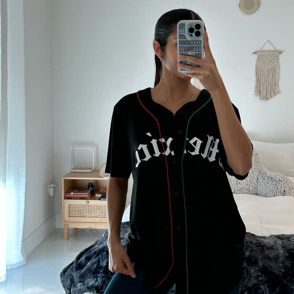 Black Button-Up Baseball Shirt